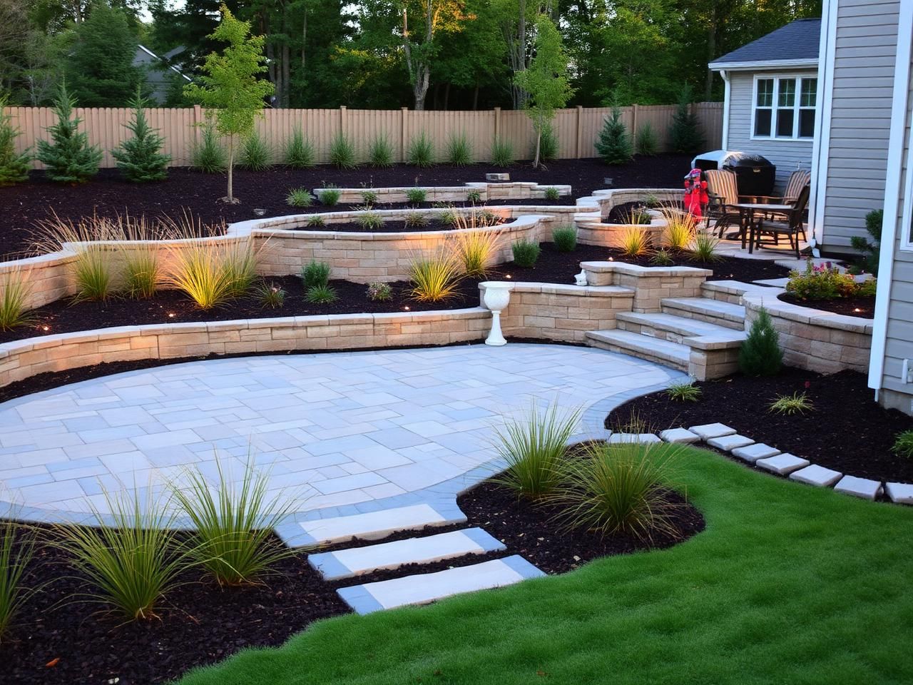 Completed backyard landscaping project in Calgary
