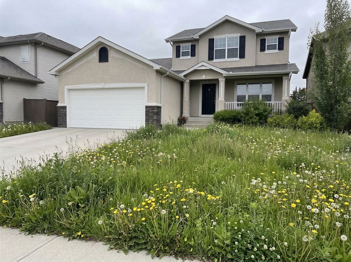 Overgrown lawn before service