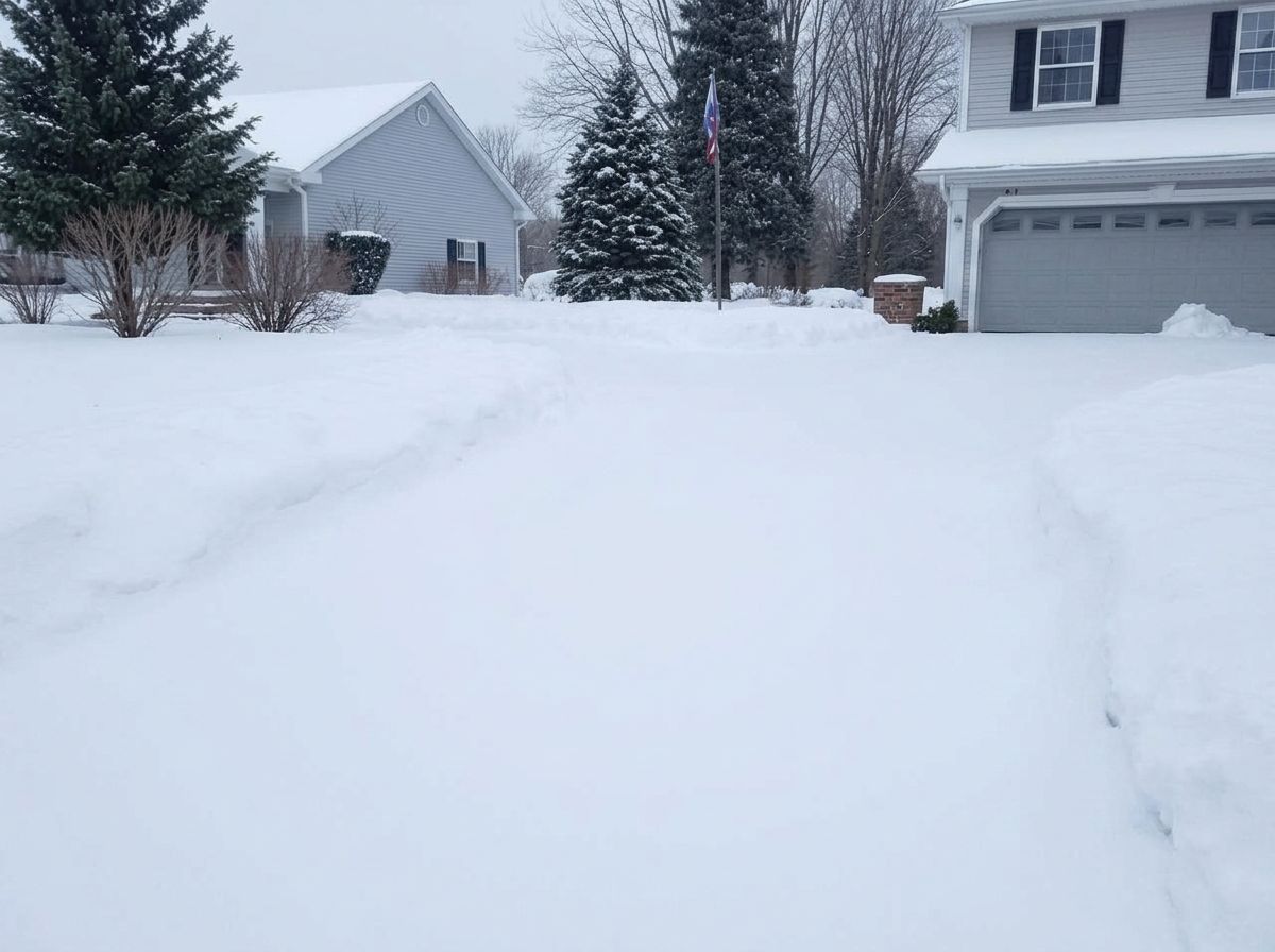 Driveway buried in snow before clearing